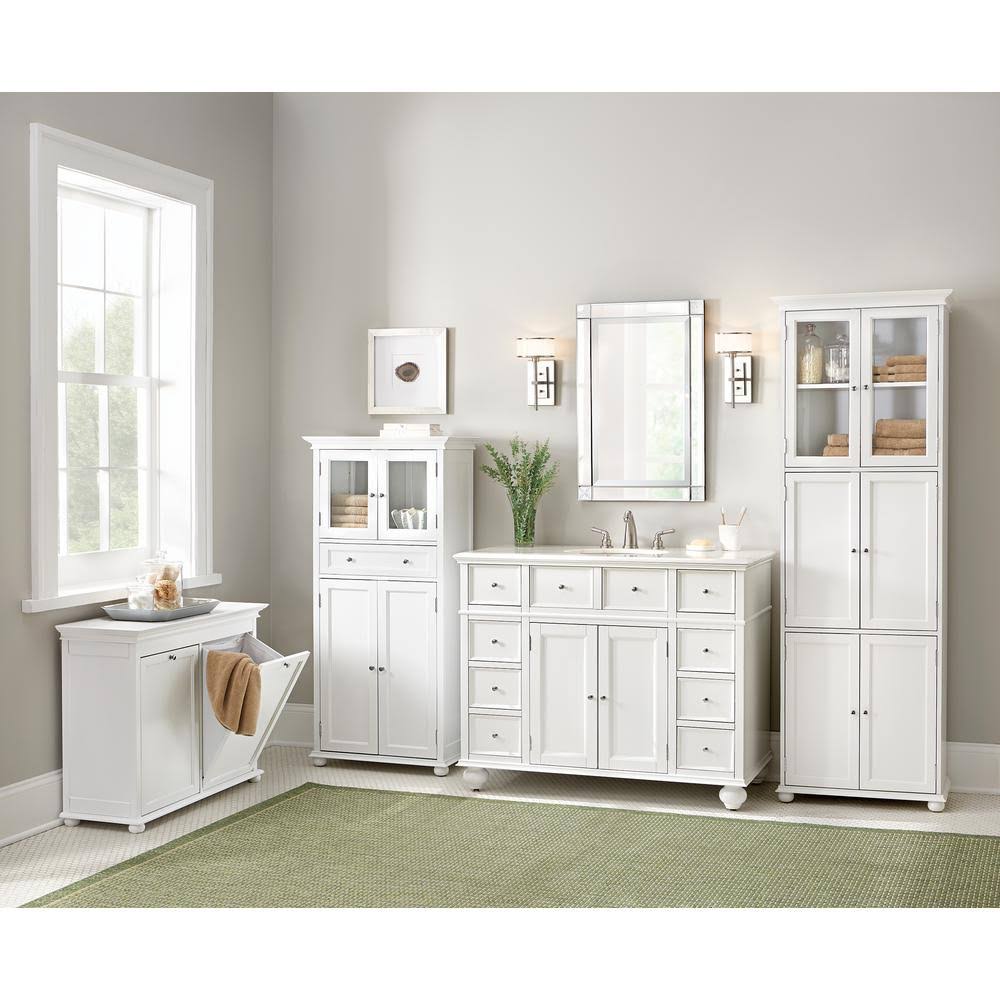 Bathroom Linen Cabinet with Drawer and Shelves White J4356