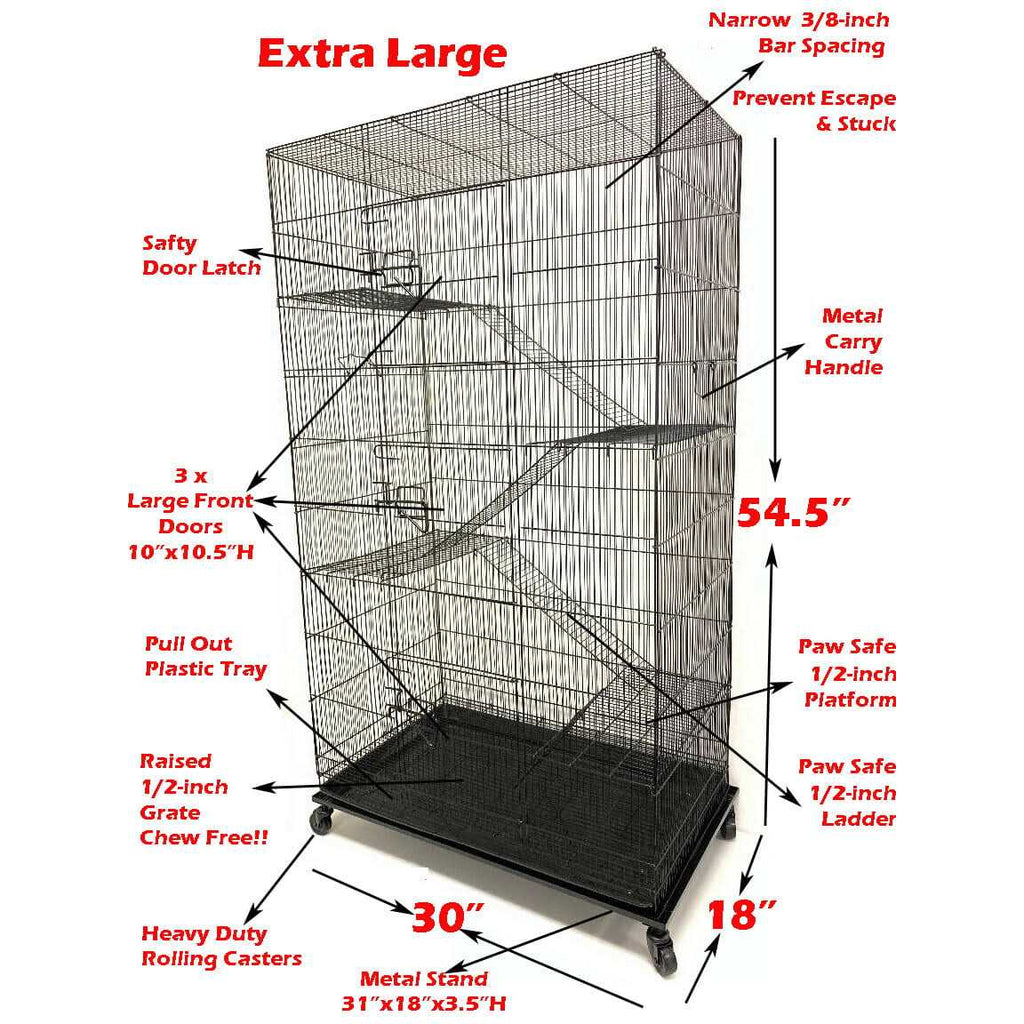 Extra Large Small Critters Rolling Stand Cage for Ferret, Chinchilla, Sugar Glider, Rats N215324