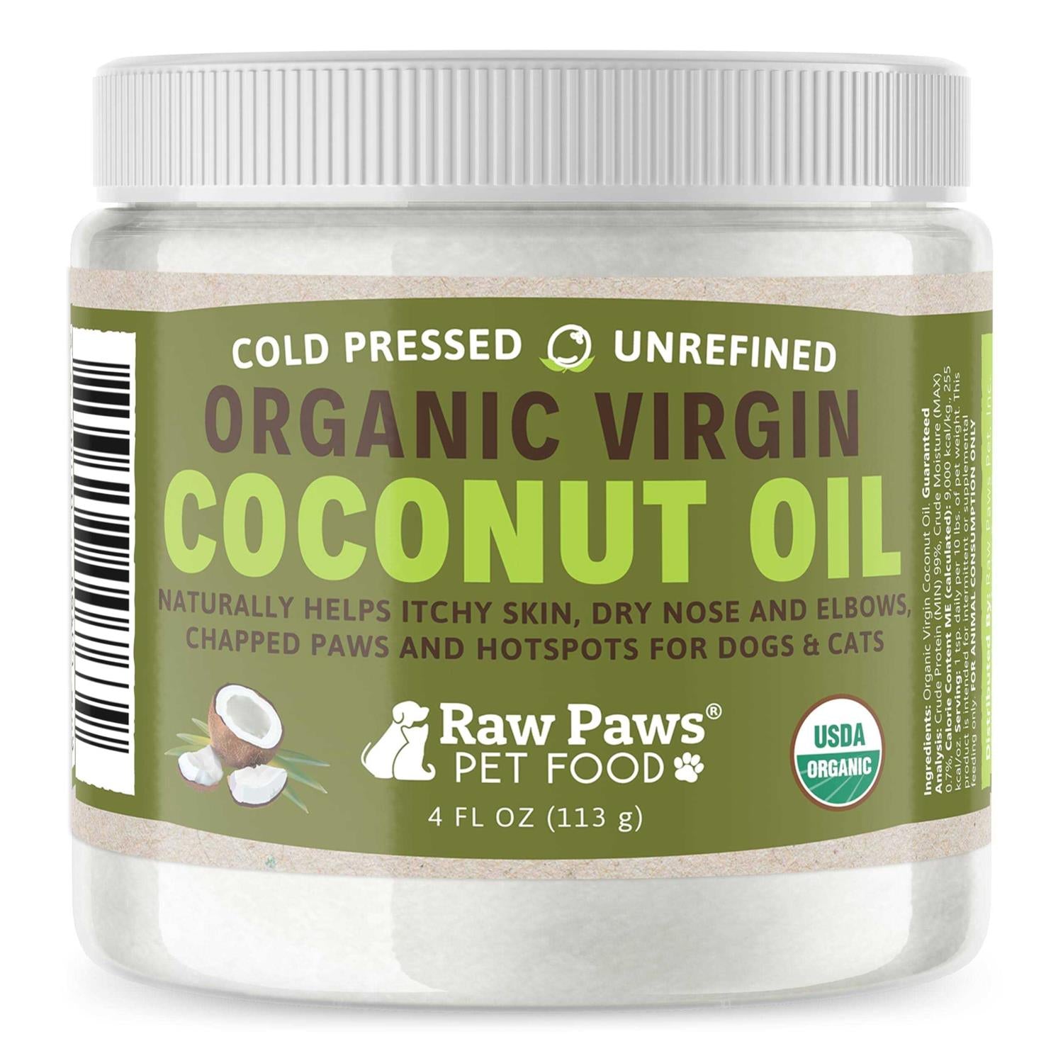 Raw Paws Organic Coconut Oil for Dogs &amp; Cats Treatment for Itchy Skin - Pet Supplies online store