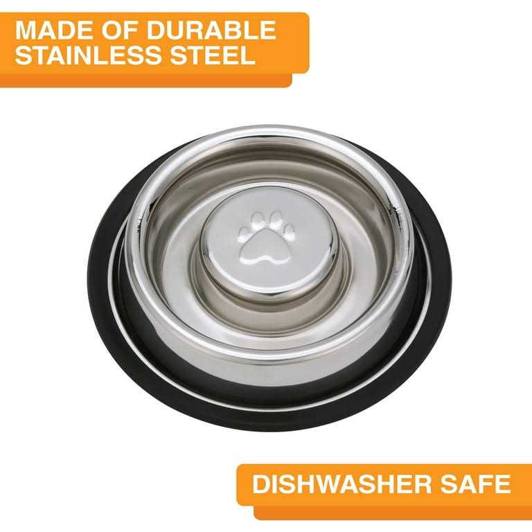 Stainless Steel Slow Feed Bowl Non-Tip Non-Skid O8305