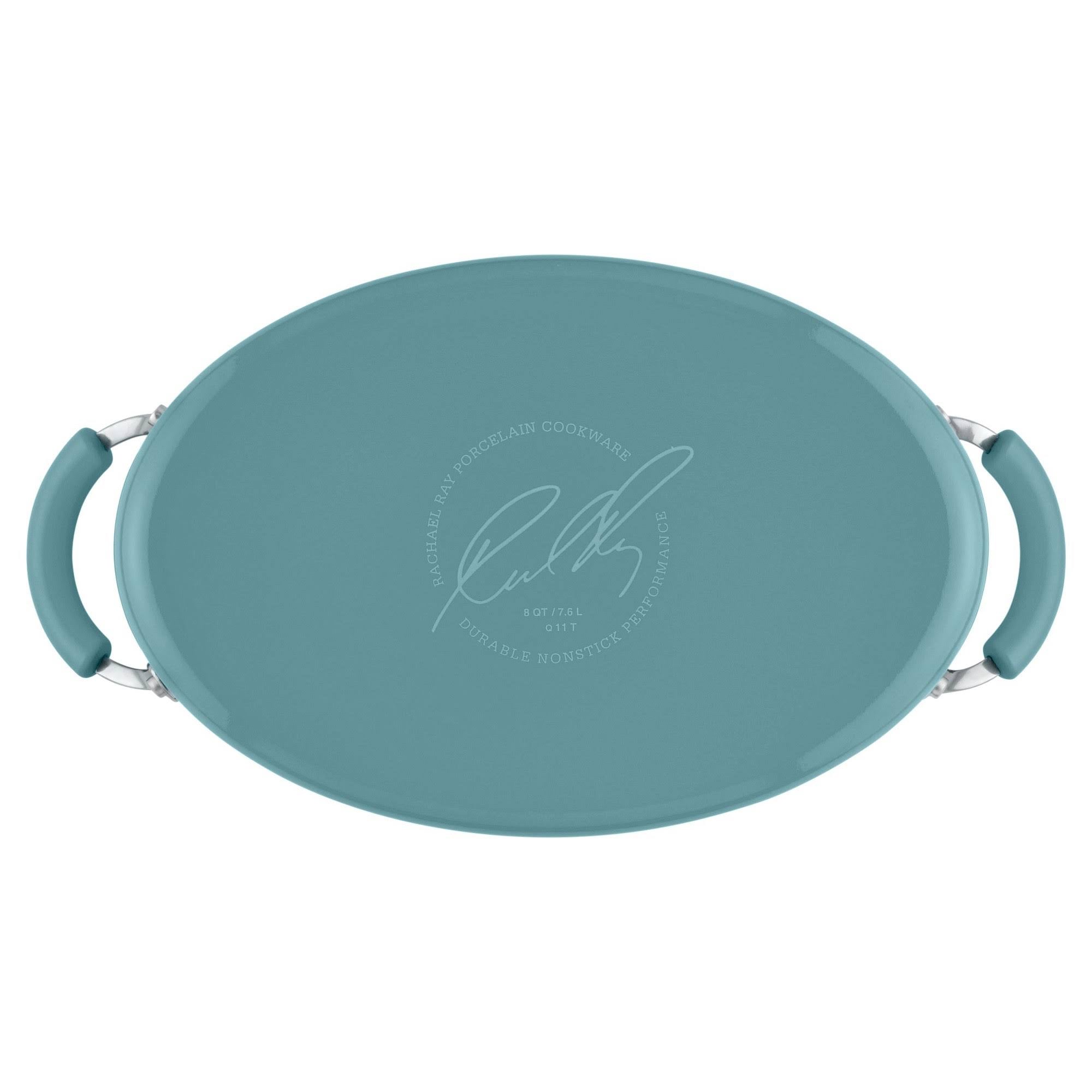 Hard Enamel Nonstick 8-Quart Covered Oval Pasta Pot with Pour Spout J7426