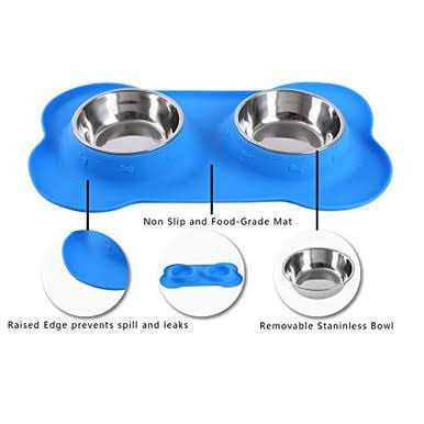 Stainless Steel Dog Bowls with Non-Skid Silicone Mat and Food Scoop S875610