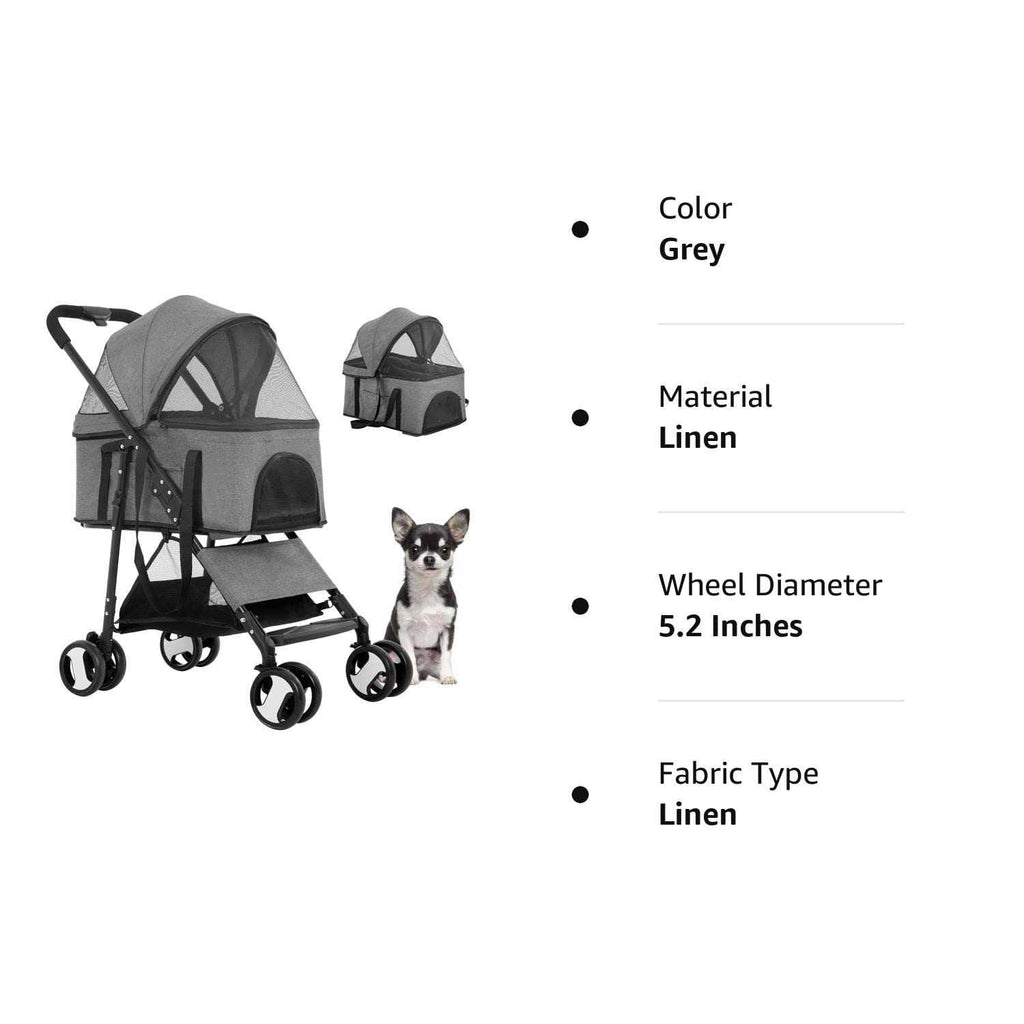 3-in-1 Pet Stroller with Detachable Carrier and Cup Holder H2377