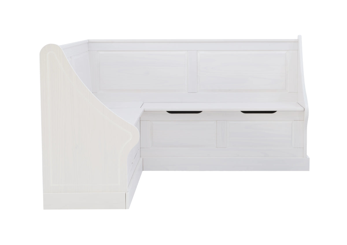 Corner Dining Bench with Storage, Seats 4, White H775