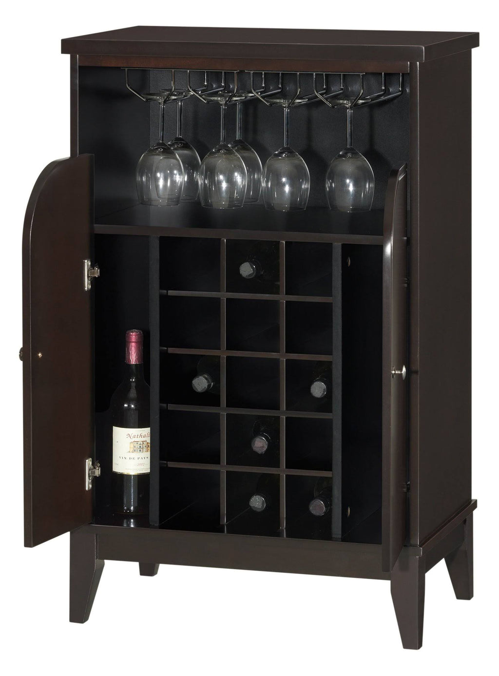 Baxton Studio Easton Modern and Contemporary Wood Dry Bar and Wine Cabinet, Dark Brown