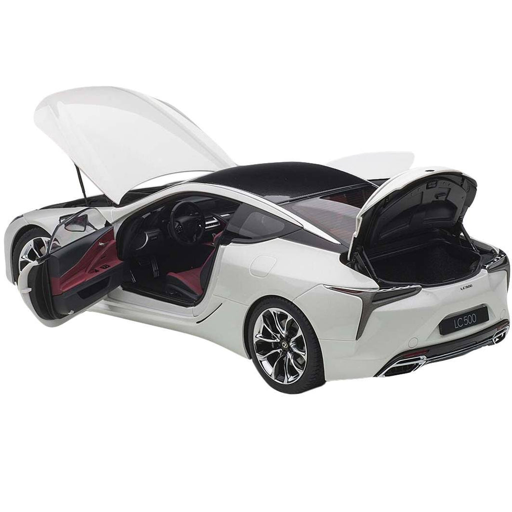 1/18 Diecast Model Car Metallic White with Dark Rose Interior E6778