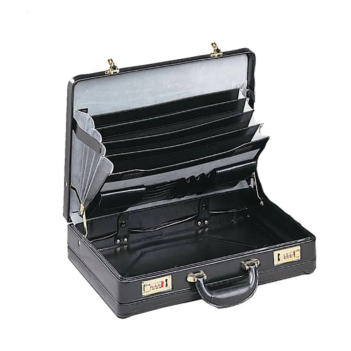 Expandable Leather Attache Briefcase - Burgundy Y96859