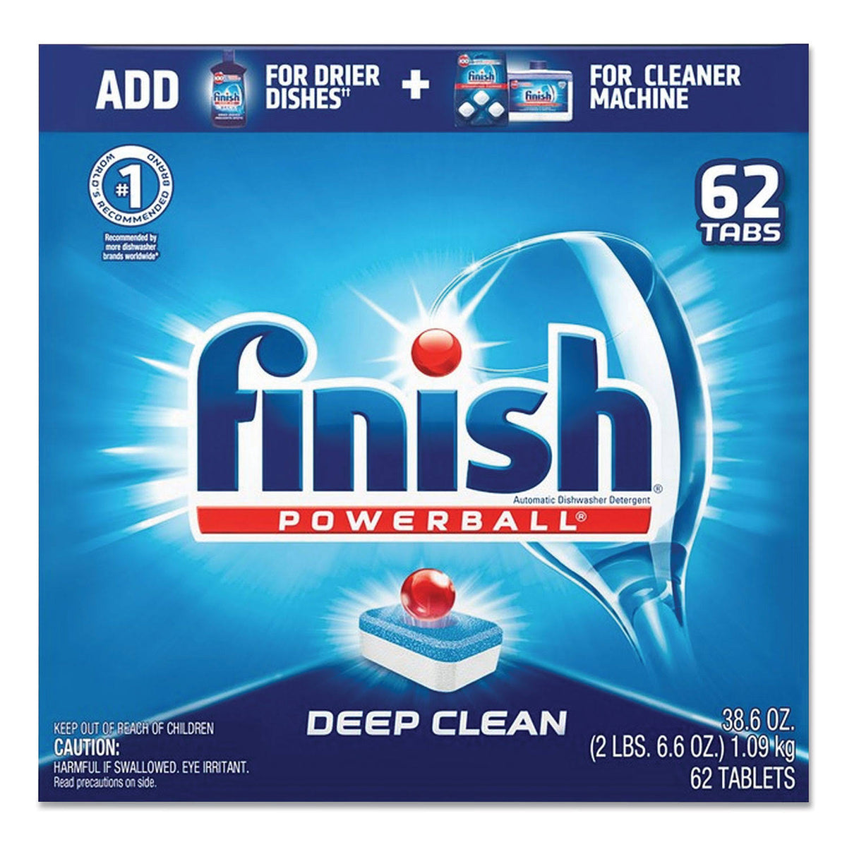 Finish Powerball Dishwasher Tabs, Fresh Scent, 62/Box, 4 Boxes/Carton