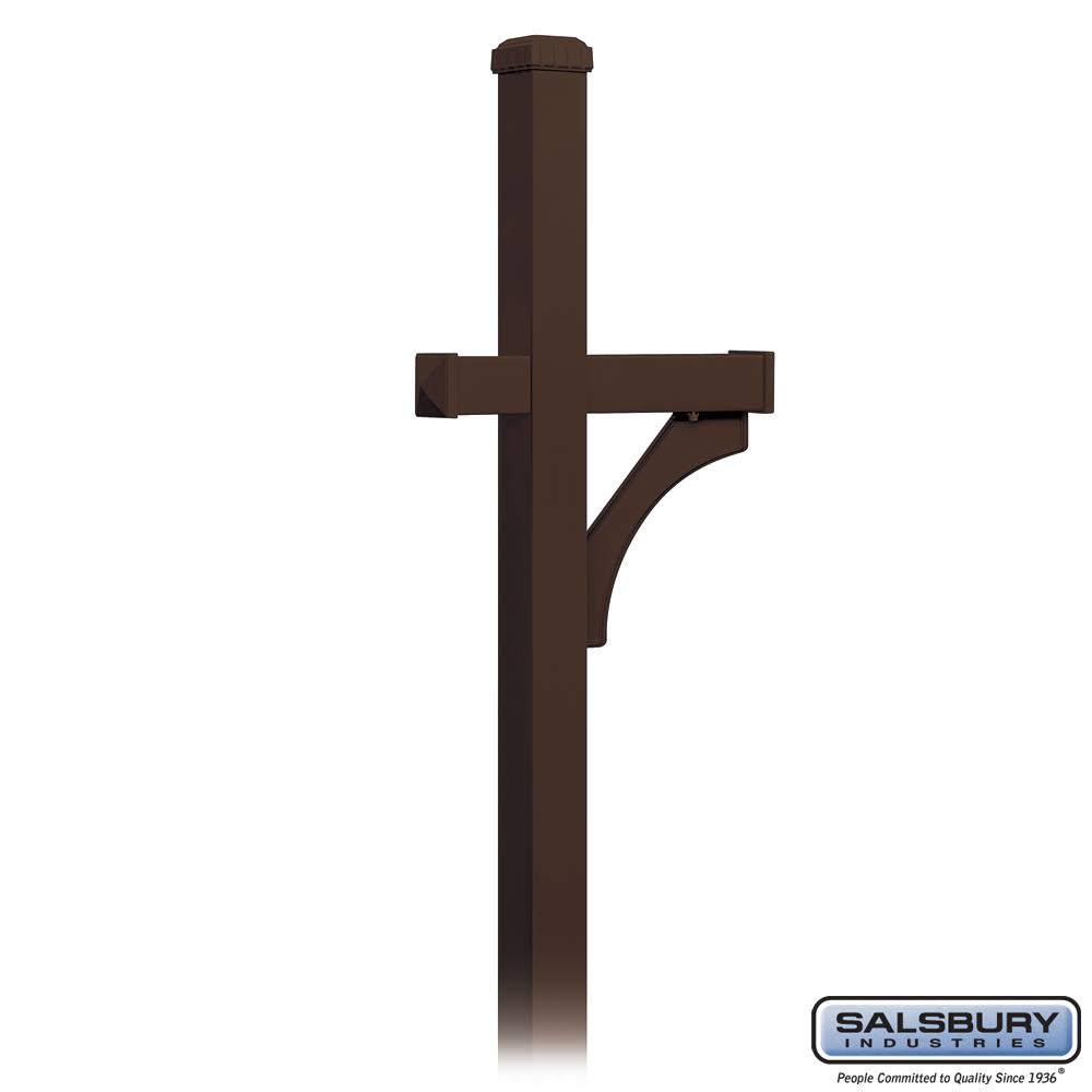 Salsbury Industries 4370D-BRZ Deluxe Post - 1 Sided - In-Ground Mounted - for Designer Roadside Mailbox - Bronze