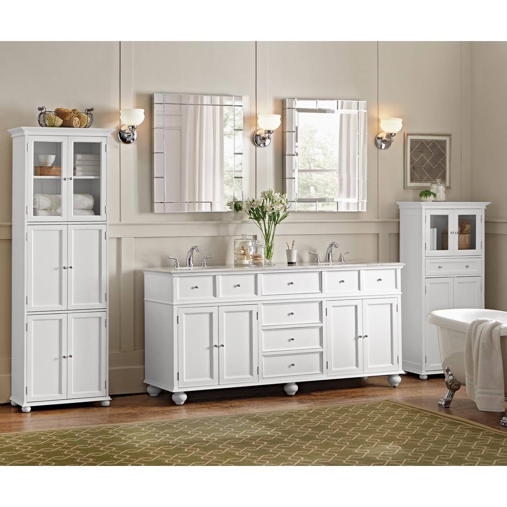 Bathroom Linen Cabinet with Drawer and Shelves White J4356