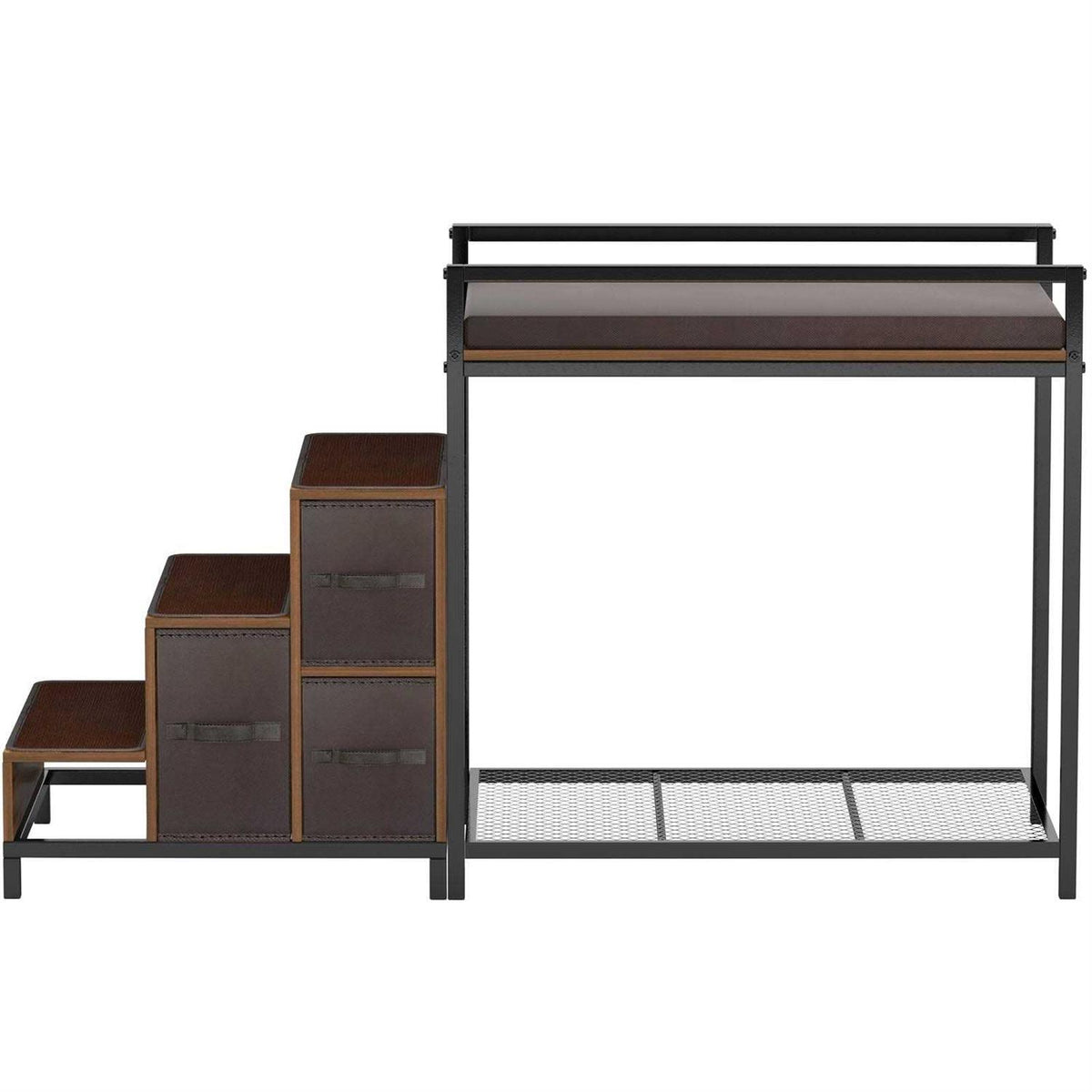 Dog Bunk Bed with Window Perch, Elevated Multi-Level Platform with Foam Cushion S1064