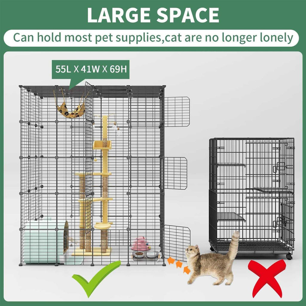 Large Cat Cage Indoor Cat Playpen Metal Wire Kennels Crate P642557