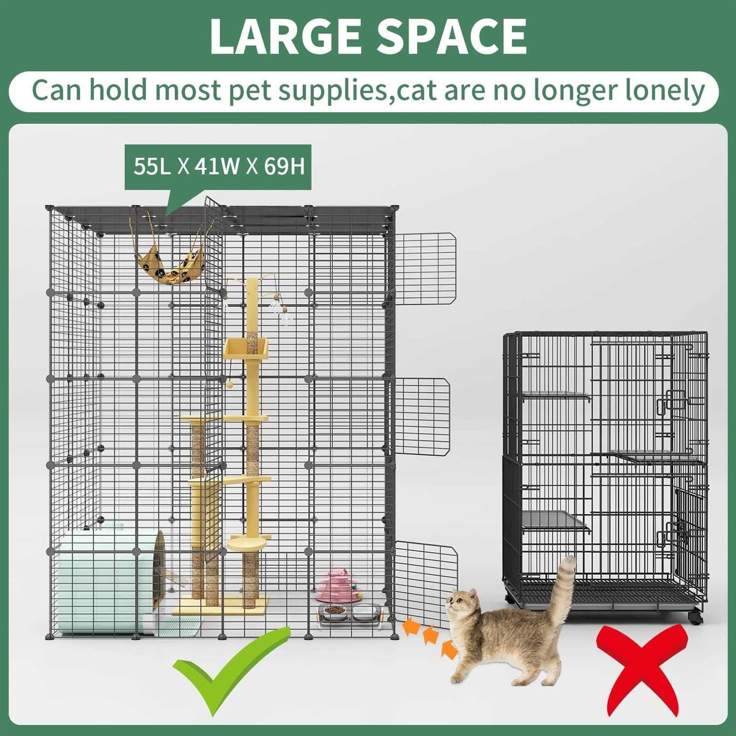 Large Cat Cage Indoor Cat Playpen Metal Wire Kennels Crate P642557