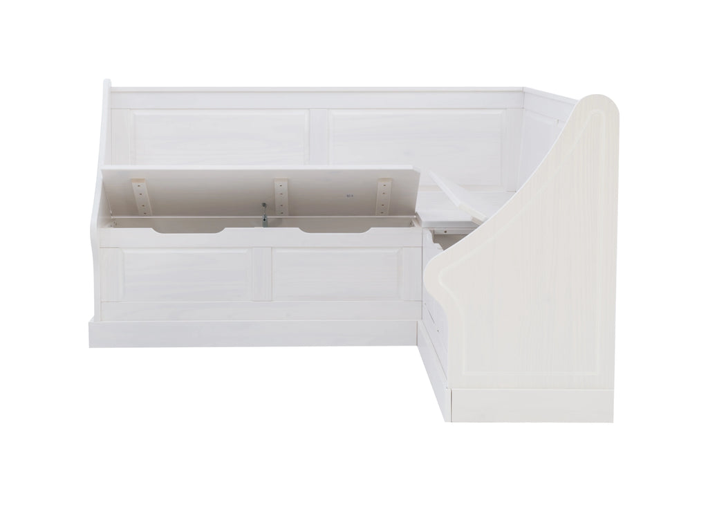 Corner Dining Bench with Storage, Seats 4, White H775