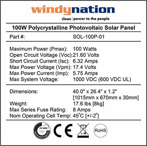 100 Watt Solar Panel Off-Grid RV Boat Kit with Charge Controller S10788
