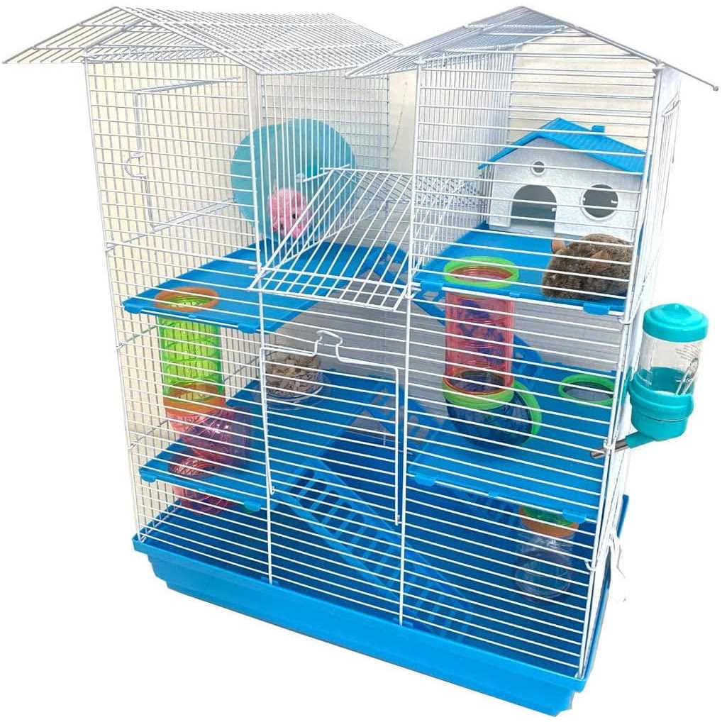 Mcage Pink Large 5-Levels Twin Tower Hamster Mouse Habitat Home House Critter Cage For Rodent Gerbil Mice Rat Wire Animal Cage With Long Crossover Tube - Pet Supplies online store