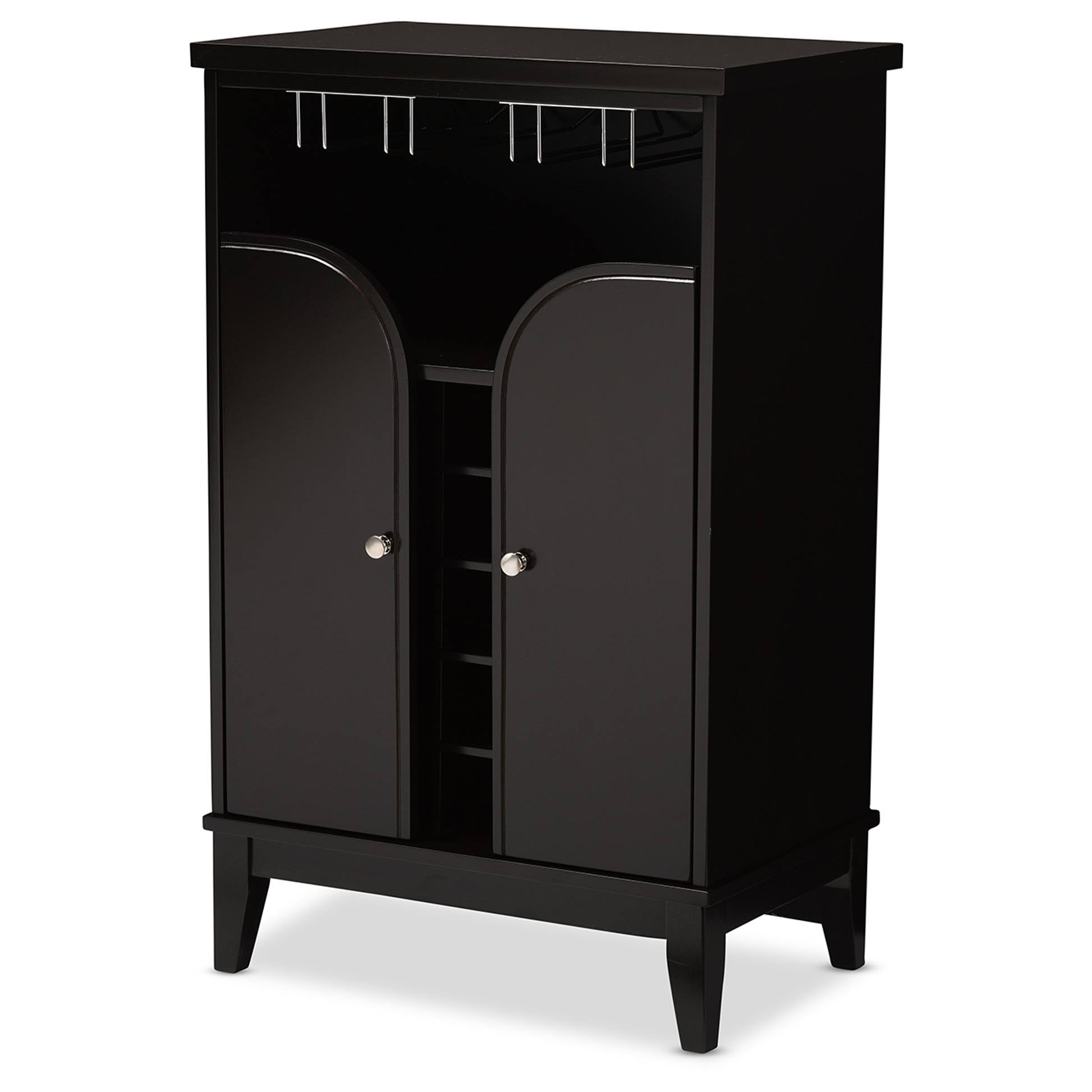 Modern Wood Dry Bar and Wine Cabinet, Dark Brown L889