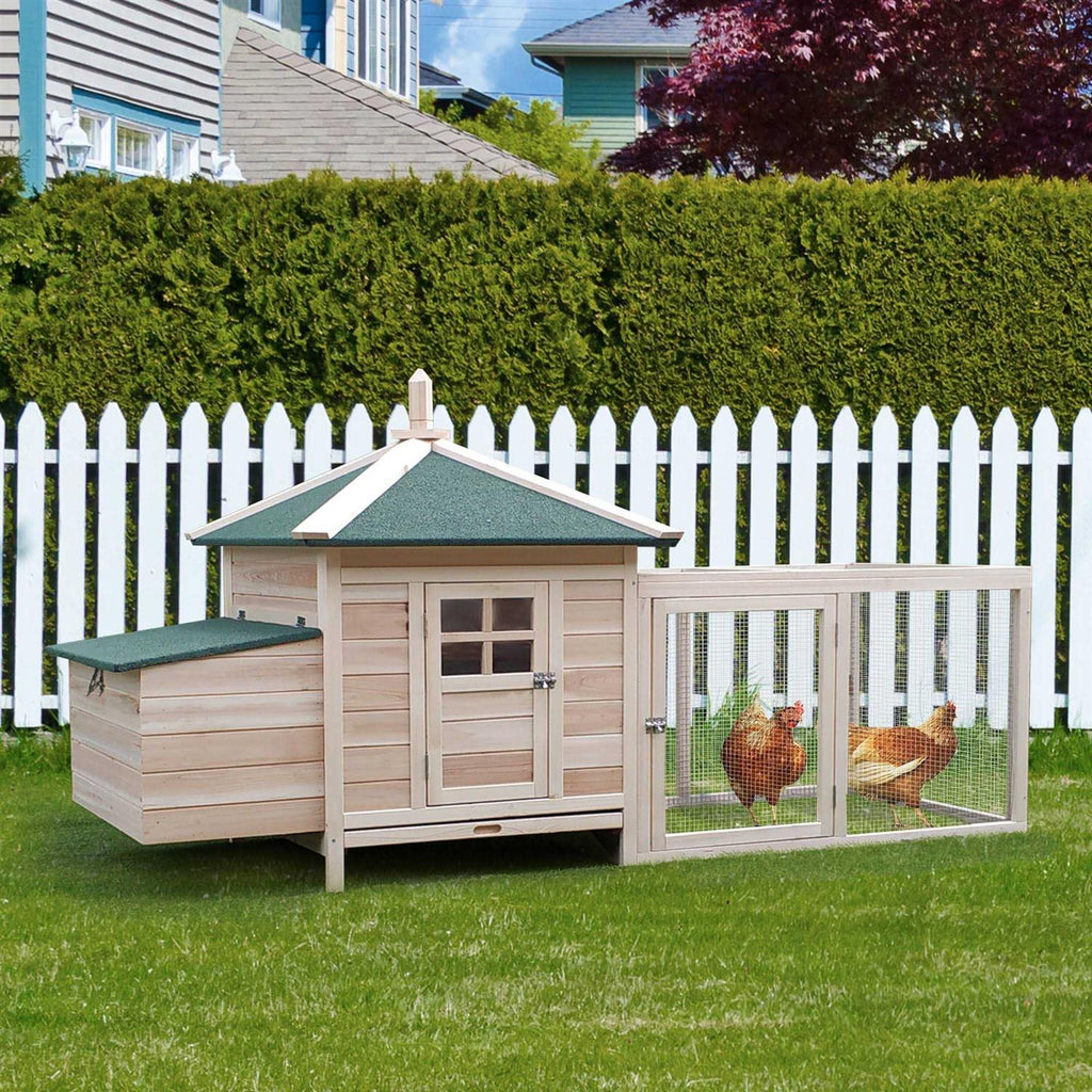 Wooden Chicken Coop with Nesting Box and Removable Tray B73920