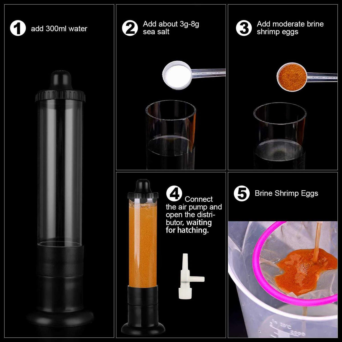Brine Shrimp Eggs Incubator Hatchery Kit for Aquarium Fish Tank R76505