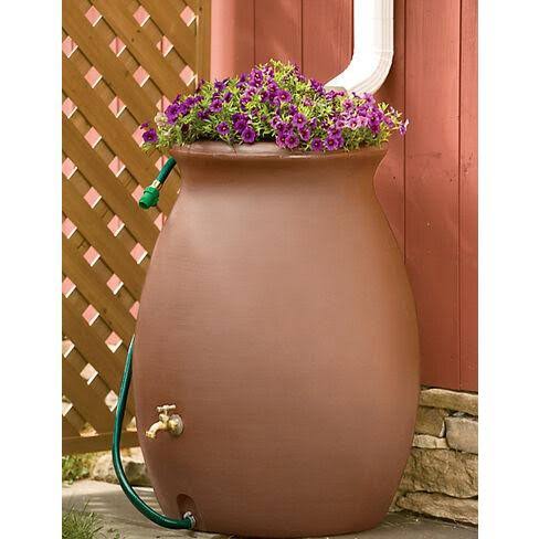 50 Gal Rain Barrel with Spigot, Dark Brown U6313