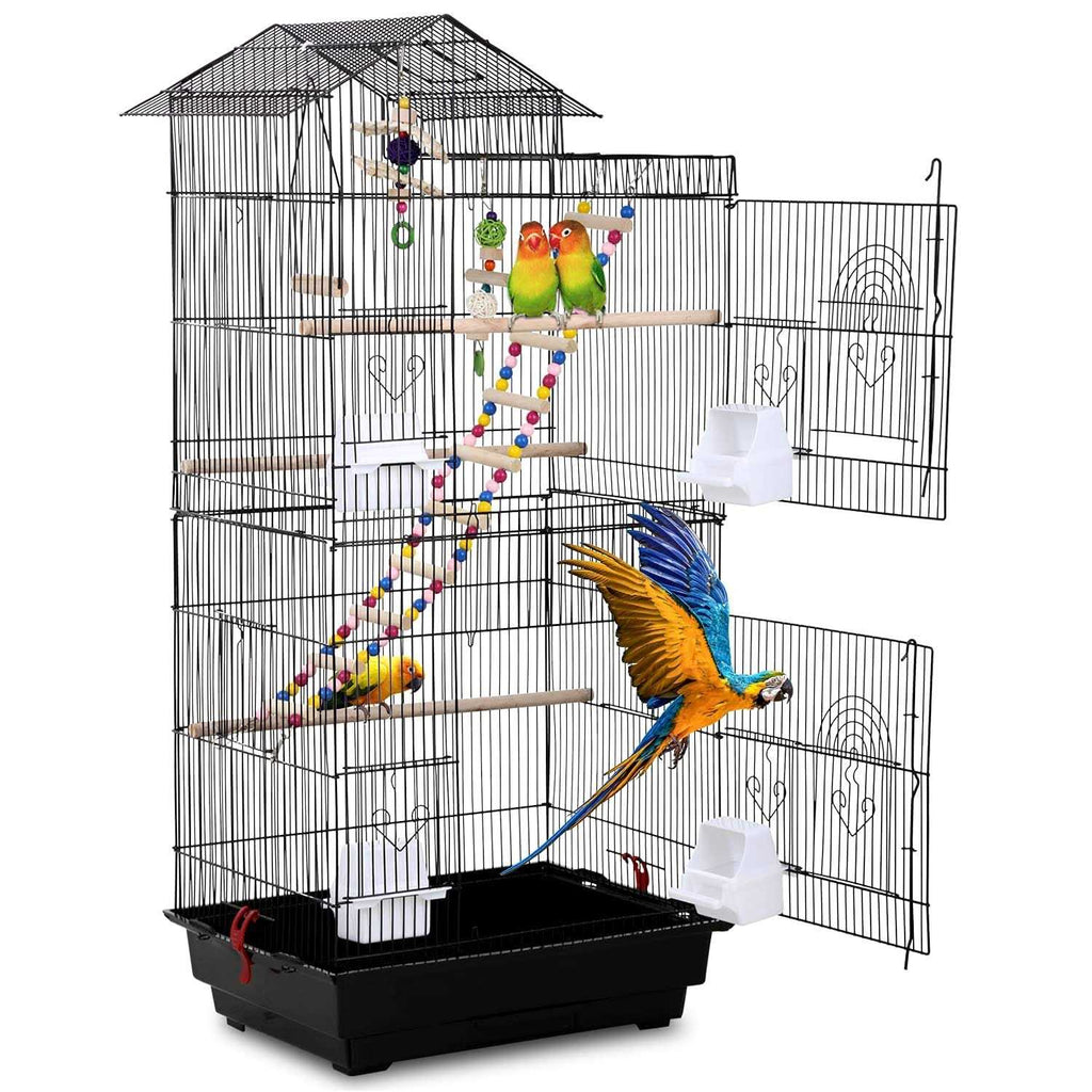 HCY Bird cage 39 inch Accessories with Bird Stand Medium Roof Top Large Flight cage for Small Cockatiel Canary Parrot Parakeet Conure Finches - Pet Supplies online store