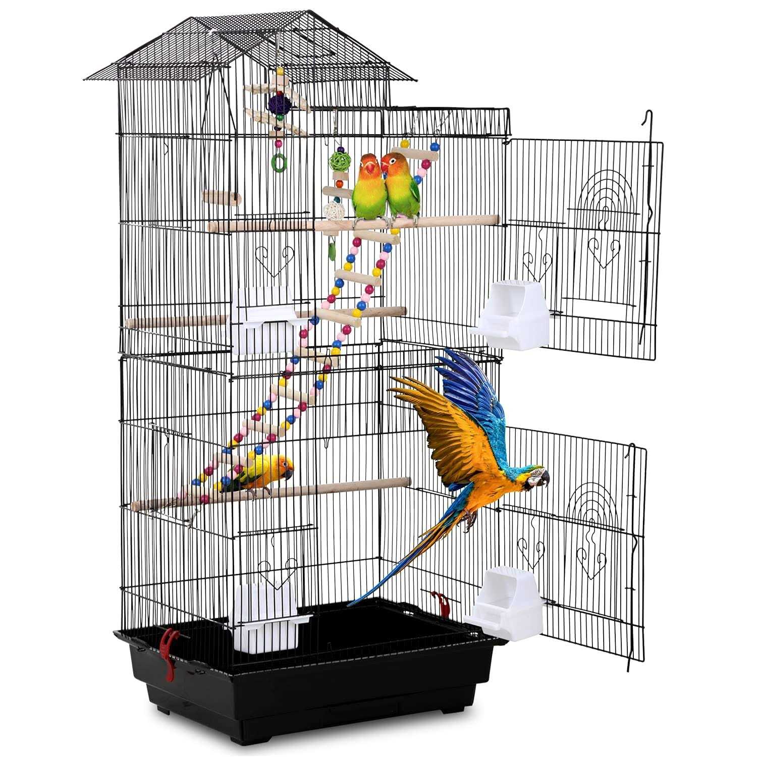 HCY Bird cage 39 inch Accessories with Bird Stand Medium Roof Top Large Flight cage for Small Cockatiel Canary Parrot Parakeet Conure Finches - Pet Supplies online store