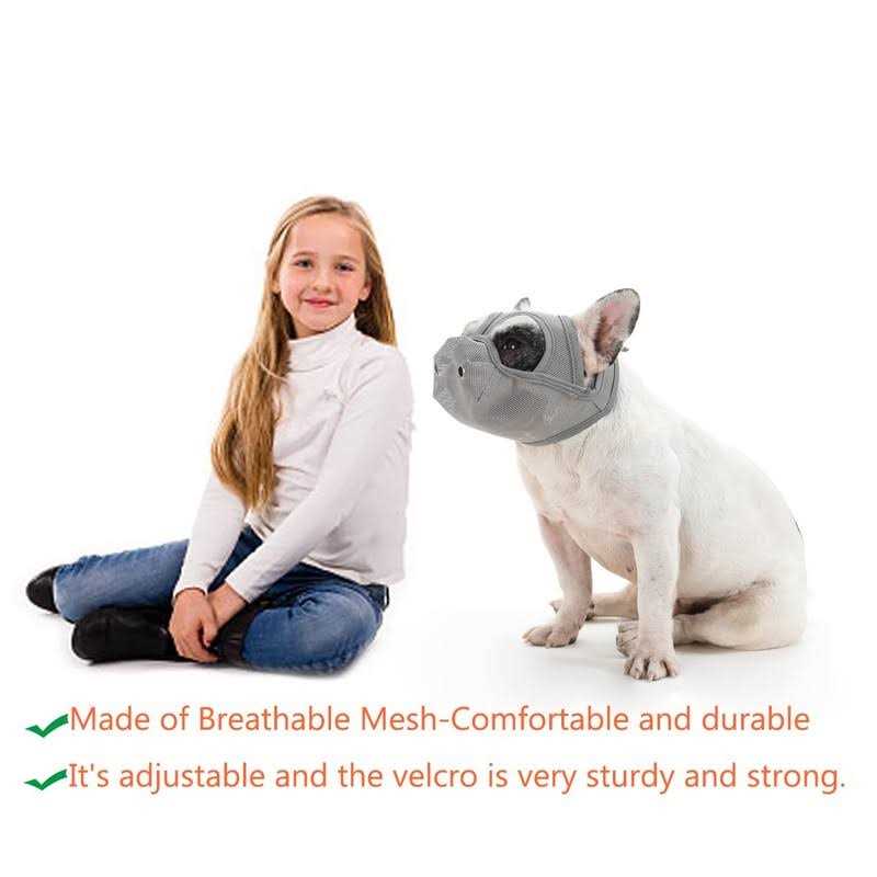 Short Snout Dog Muzzle Adjustable Breathable Mesh D777