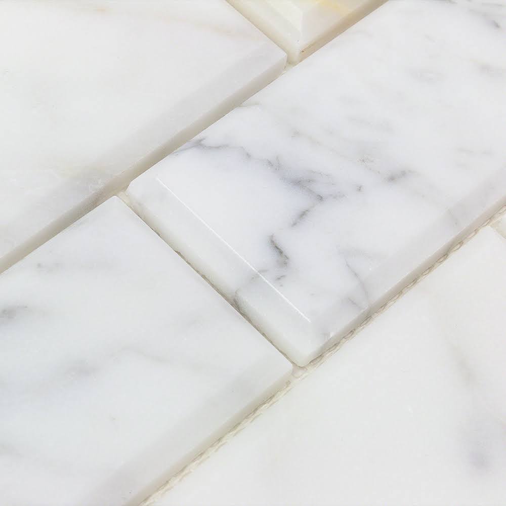 Beveled Marble Mosaic Tile White/Gray M5954