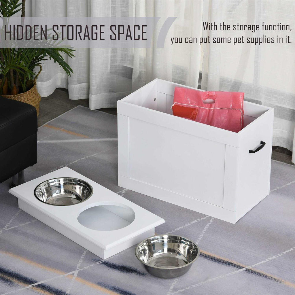 Raised Pet Feeding Station with 2 Stainless Steel Bowls for Large Dogs G975