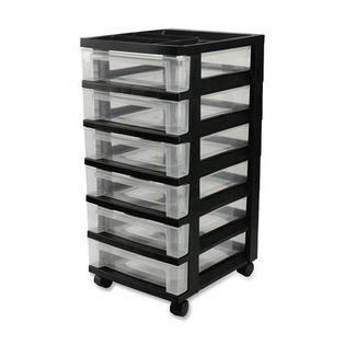 Iris 116833 Mini Storage Cart 6 Drawer 4 Caster Plastic 14.3 x 12.1 x 26.4 Black