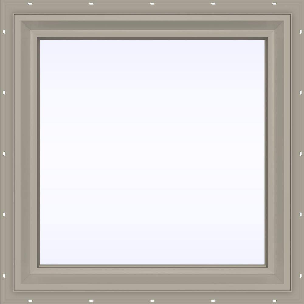 JELD-WEN 23.5 in. x 23.5 in. V-2500 Series Desert Sand Vinyl Picture Window w/ Low-E 366 Glass