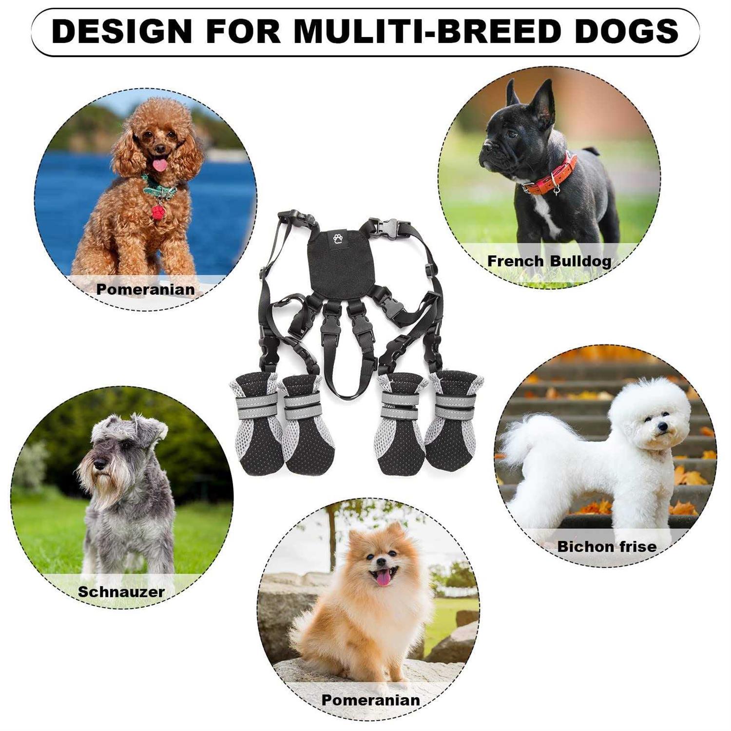 Dog Boots with Anti-Lost Design, Buckle Straps, and Weatherproof for Small Dogs I542