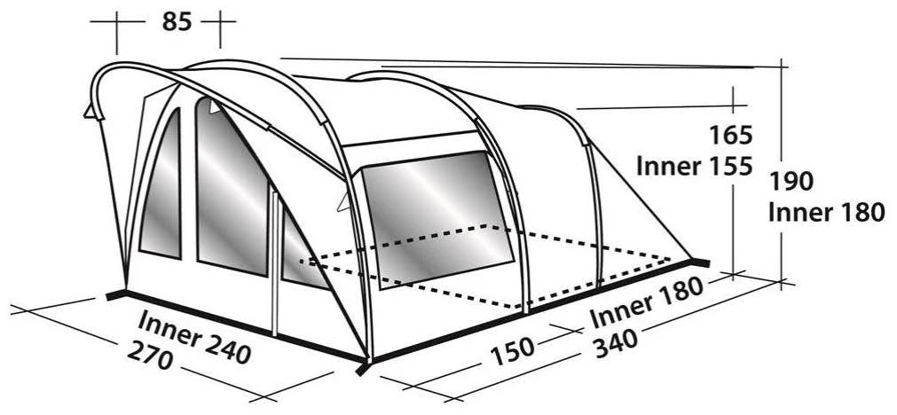 Inflatable Tunnel Tent for 3 Person, 2 Rooms M1616