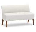 Modular Upholstered Banquette, Tuscan Chestnut Leg, Basketweave Slub Ivory