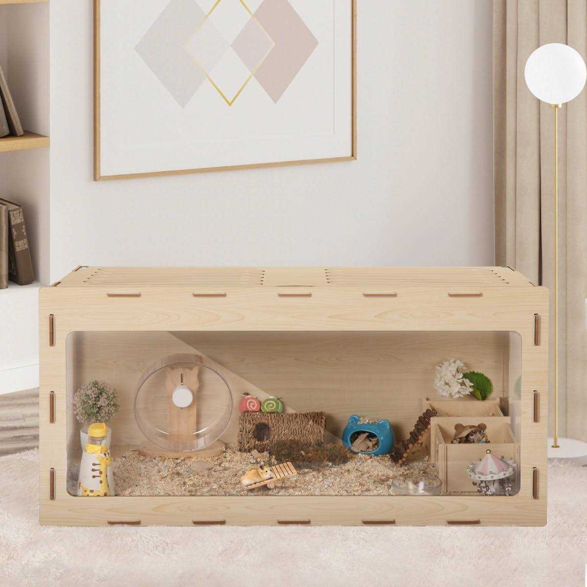Wooden Hamster Cage with Large Run Space Y27215