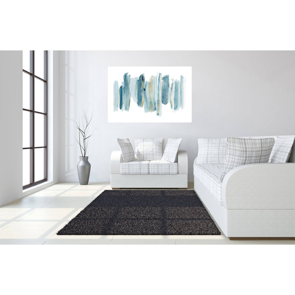 Abstract Tempered Glass Wall Art, Blue and Gold L262
