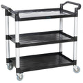 Choice Black Utility / Bussing Cart with Three Shelves - 42x22 x 20x22