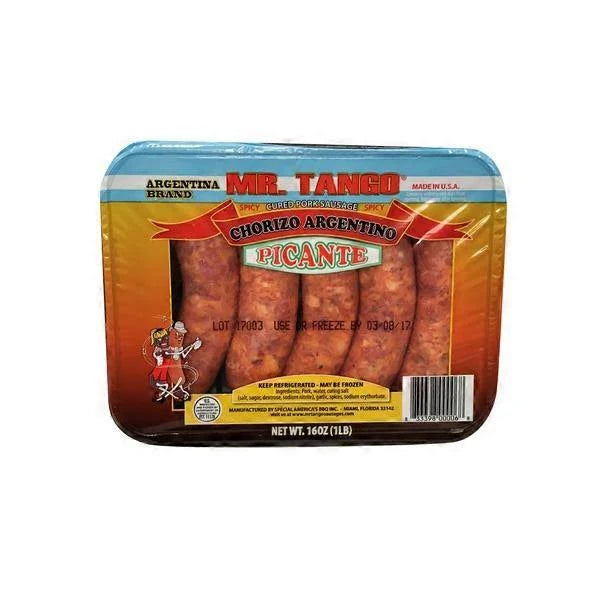 Mr Tango Spicy Cured Pork Sausage Chorizo Argentino Picante - 16 oz