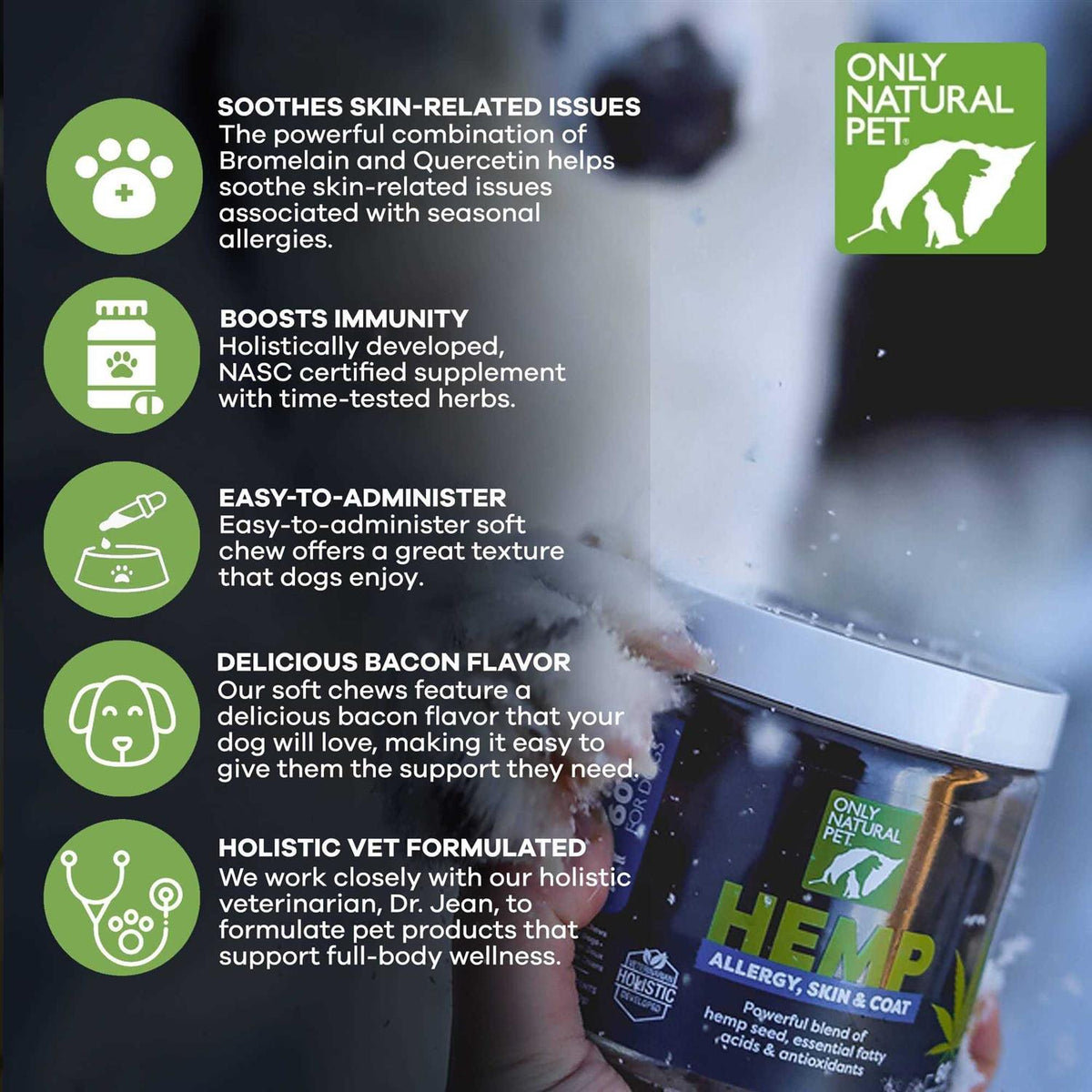 Allergy Skin & Coat Hemp Soft Chews for Pets U1128