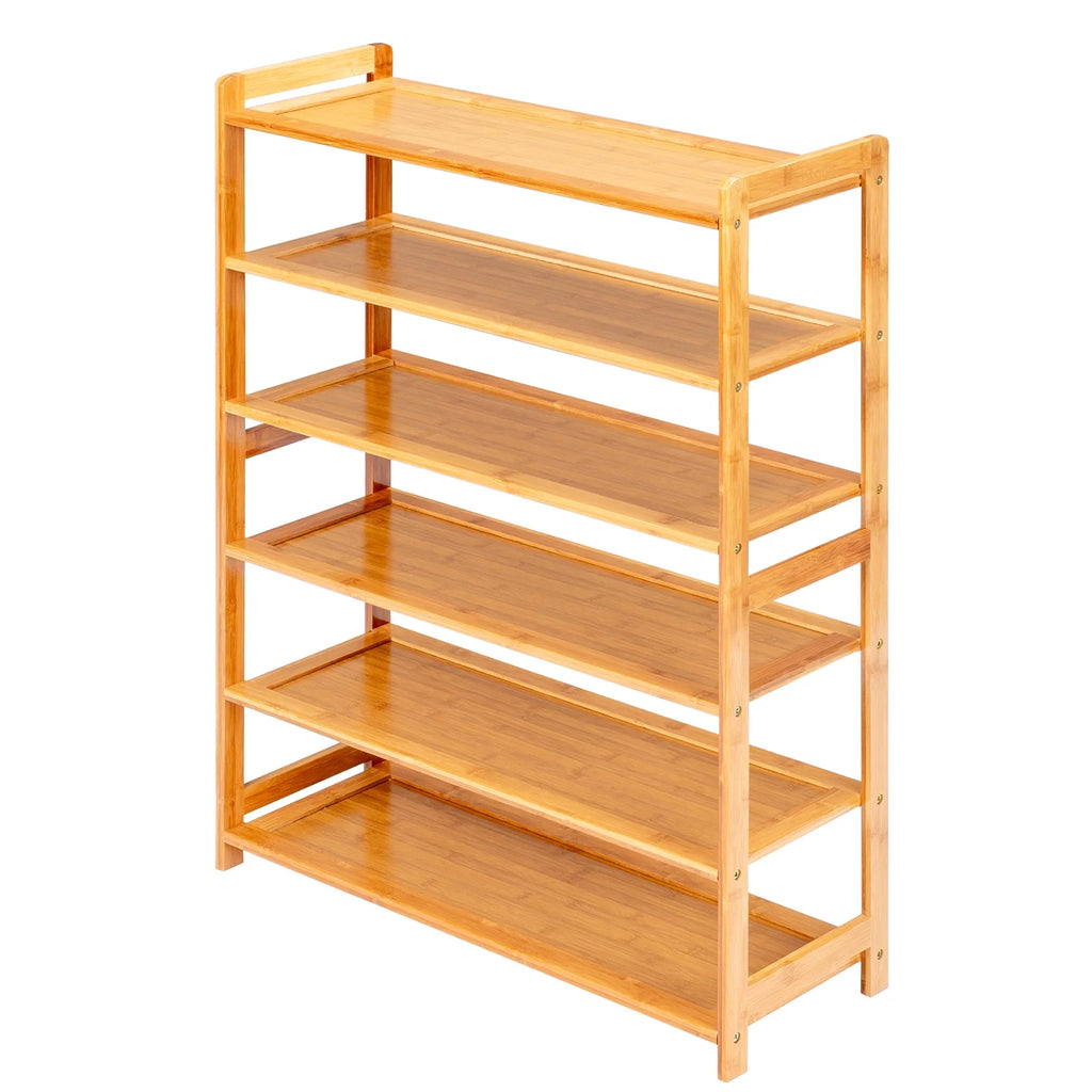 Bamboo Wood Shoe Rack 6-Tier Storage Organizer for Entryway Bedroom C5379