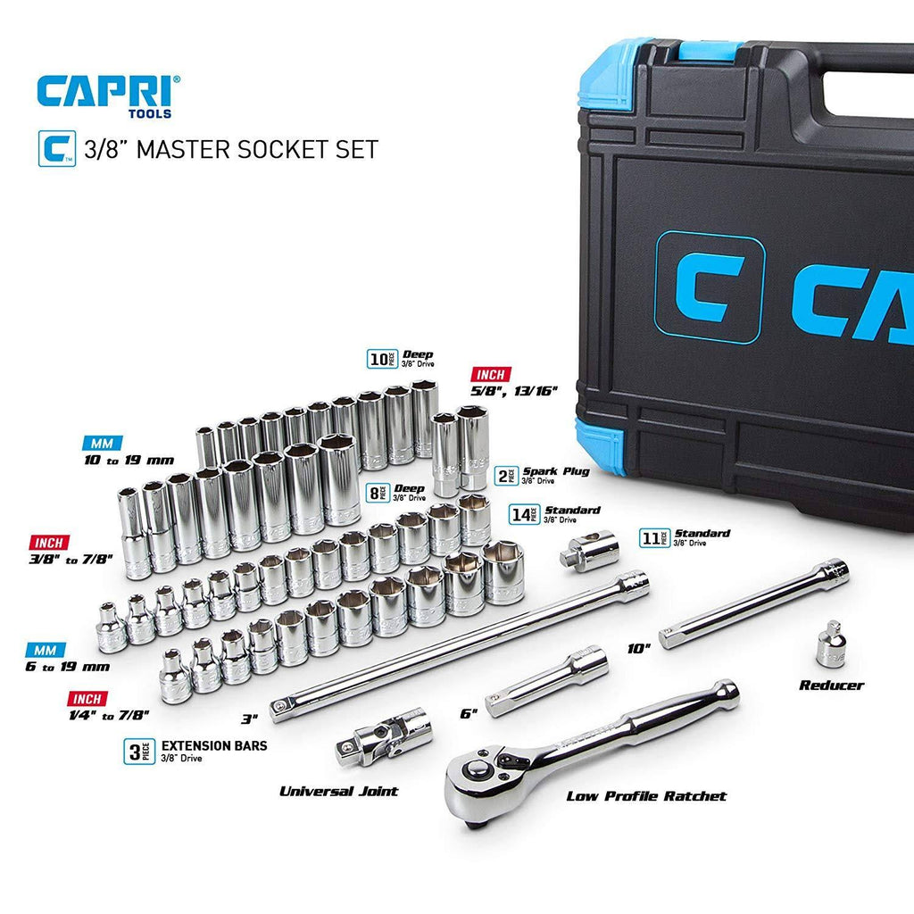 3/8-Inch Drive Socket Set with Ratchets, 52-Piece I78681