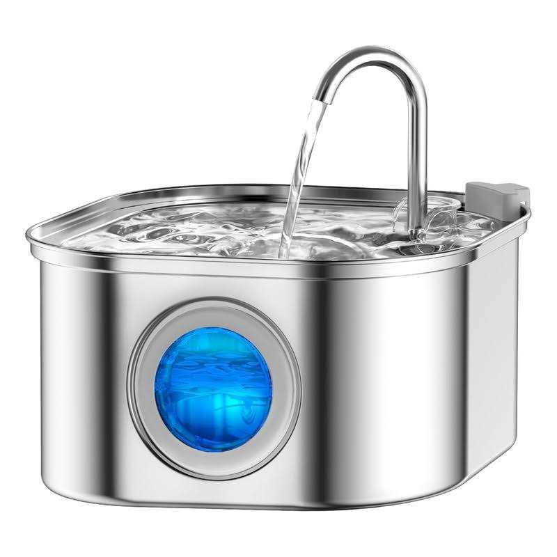 NautyPaws Cat/Dog Water Fountain 3.2L/108oz Automatic Stainless Steel Pet Water Dispenser with Super Quiet&amp;Transparent Window Design - Pet Supplies online store