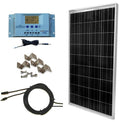 WindyNation 100 Watt Solar Panel Off-Grid RV Boat Kit with LCD PWM Charge Controller + Solar Cable + MC4 Connectors + Mounting B