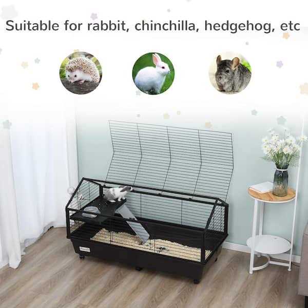 Rolling Metal Small Animal Hutch Cage with Main House and Run V5238