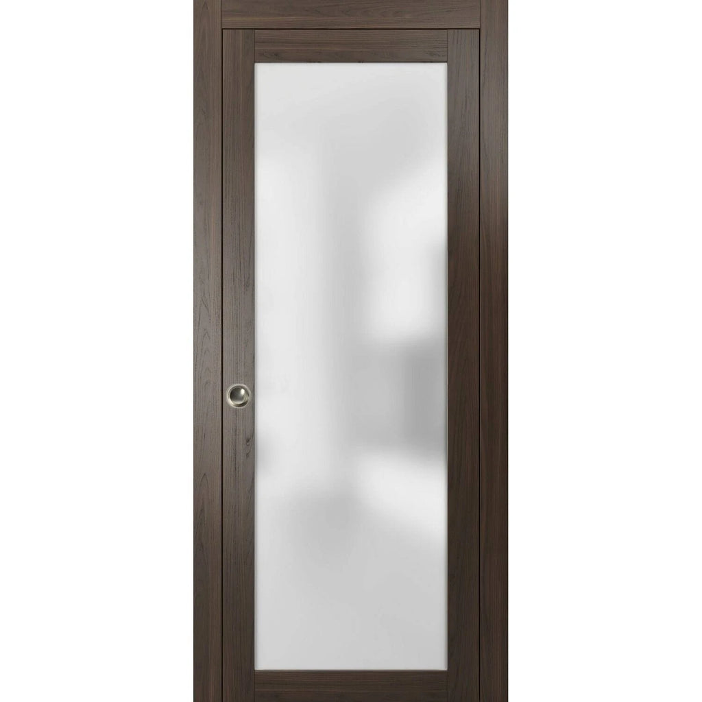 SARTODOORS Lite Glass Sliding Pocket Door / Planum 2102 Chocolate Ash - Brown - 32x22 x 80x22