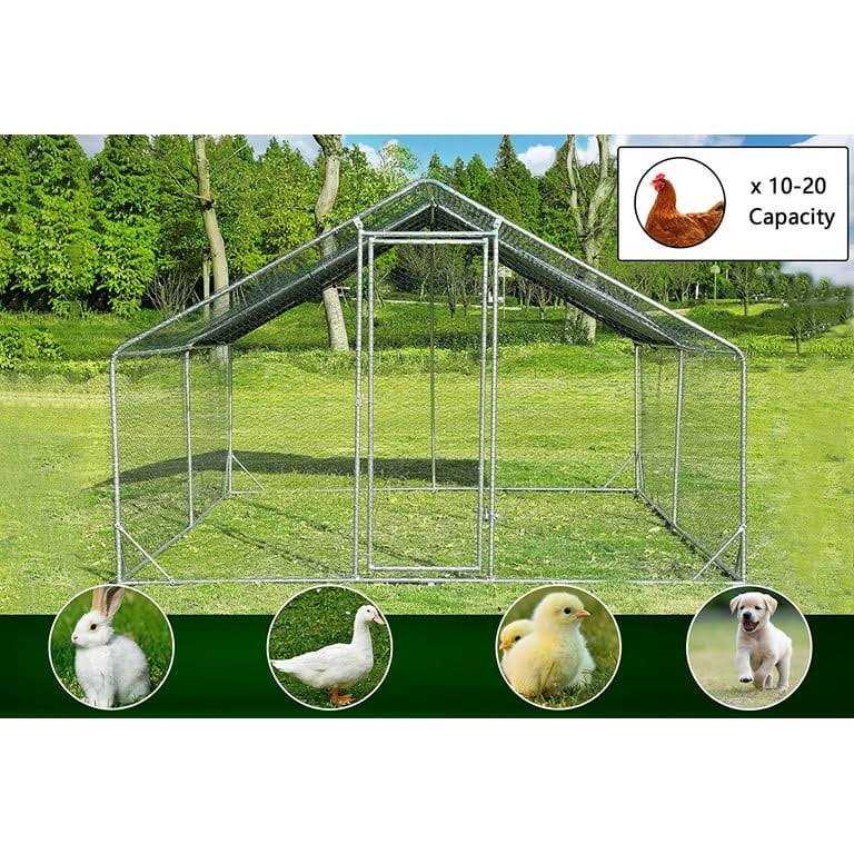 Large Metal Chicken Coop with Wire Mesh Run N2886