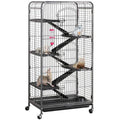 Yaheetech 52” 6 Level Indoor Ferret Rabbit Small Animal Cage Hutch Black with 3 Front