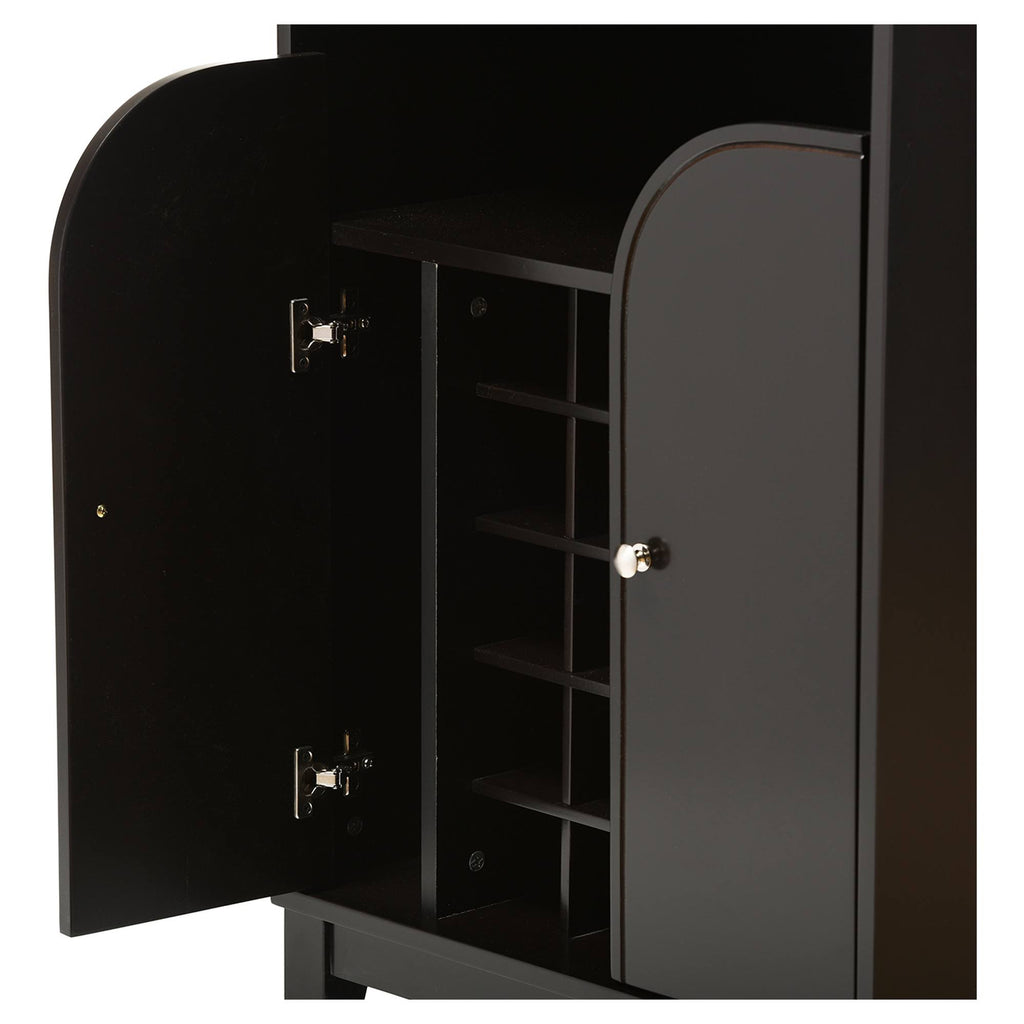 Modern Wood Dry Bar and Wine Cabinet, Dark Brown L889
