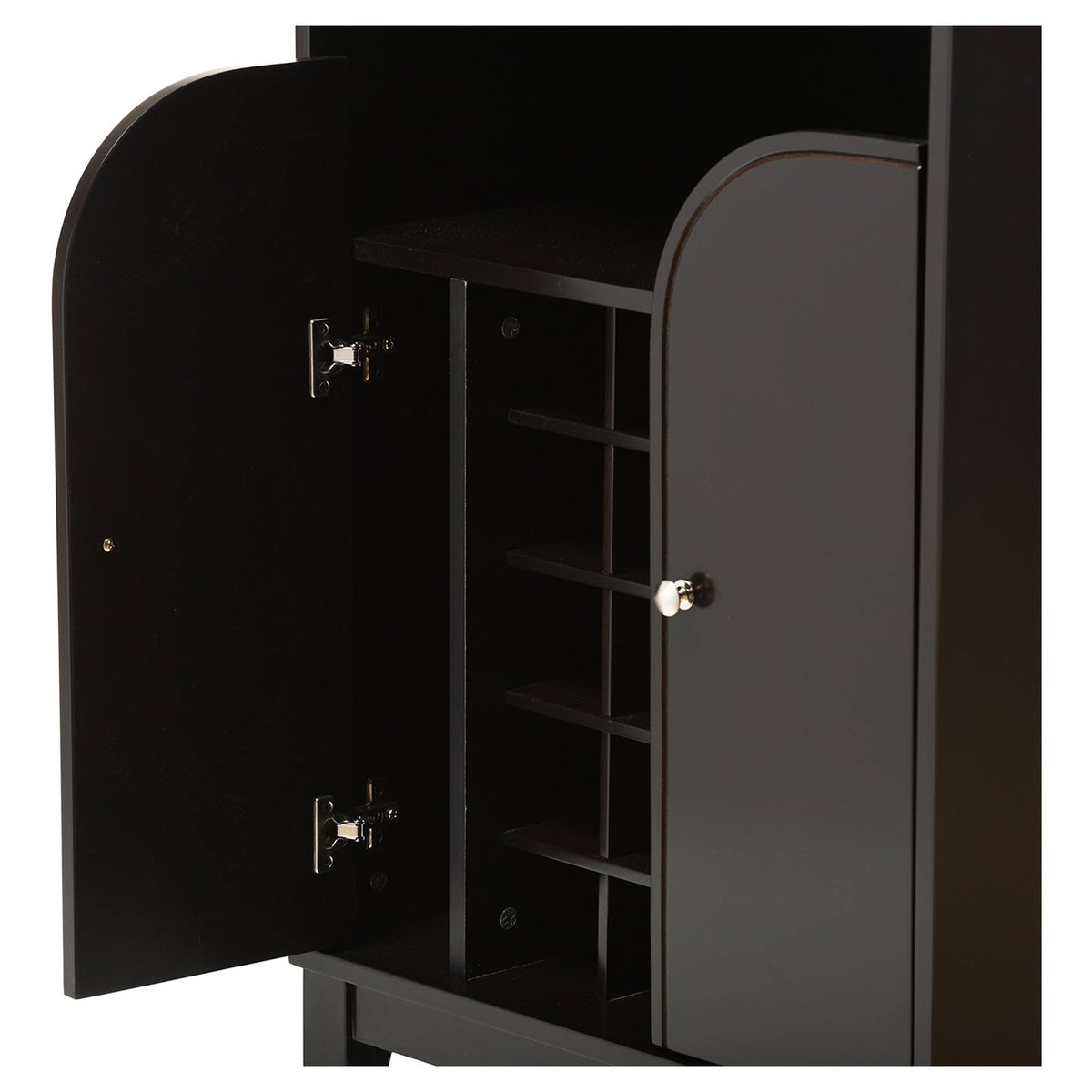 Modern Wood Dry Bar and Wine Cabinet, Dark Brown L889