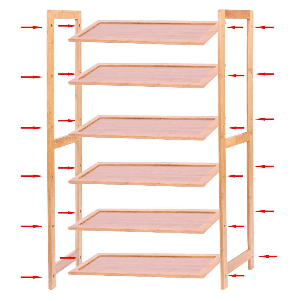 Bamboo Wood Shoe Rack 6-Tier Storage Organizer for Entryway Bedroom C5379